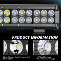 Support de plaque d'immatriculation de 20 pouces, barre lumineuse LED à double rangée de 126 W, faisceau combiné blanc 6000 K pour voiture