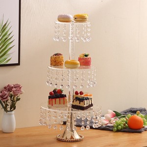 Lampadario di cristallo di cerimonia nuziale del basamento della torta per la cerimonia nuziale decorazione della tavola - Product Image 3