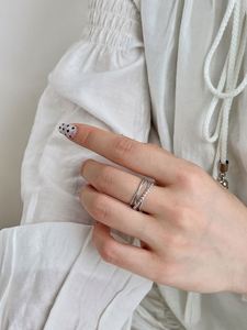 Dylam Dainty Design in Stock S925 <b>Silver</b> Rhodium 18K Gold Plated Multiple Layer Beaded Intersect <b>Adjustable</b> Women <b>Rings</b> - Product Image 5