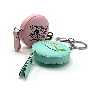 Tùy Chỉnh In Logo Da Đo Tape Tùy Chỉnh 1.50M Mini Vòng Da May Tape Measure Với Keychain