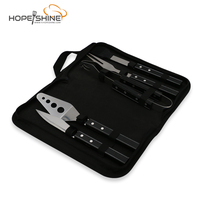 Ensemble de 6 outils de barbecue en bois avec sac de transport, pinces, fourchettes, spatule, brosse à huile et couteau en acier inoxydable pour la cuisine en plein air
