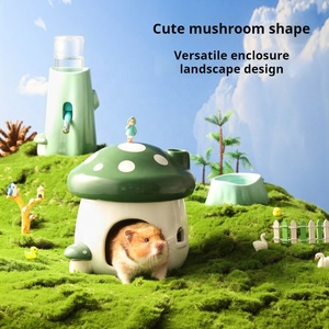 Foresta di funghi in ceramica criceto con motivo floreale per soggiorno nidificazione - Product Image 2