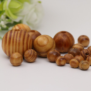 Pine Wood Beads Round Single Hole Natural Grain For Bracelet Making Loose Beads DIY Jewelry Accessories - Product Image 3