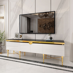 Mueble de <span class=keywords><strong>TV</strong></span> de Lujo Estilo Árabe Saudí, Diseño Único en Acero Inoxidable Dorado con Medusas - Product Image 6