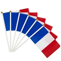 AhfuLife – Lot de 30 petits drapeaux de France en polyester avec mât en bois de 30 cm pour la Fête nationale du 14 juillet 2026