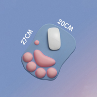 Tapis de souris ergonomique en mousse à mémoire de forme en silicone antidérapant en forme de patte de chat pour ordinateur de bureau, jeux, PC portable