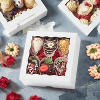 JCXGRVC 55 pièces Boîtes à pâtisserie en carton 6x6x2 avec fenêtre pour gâteaux, macarons, tartes, truffes et chocolats