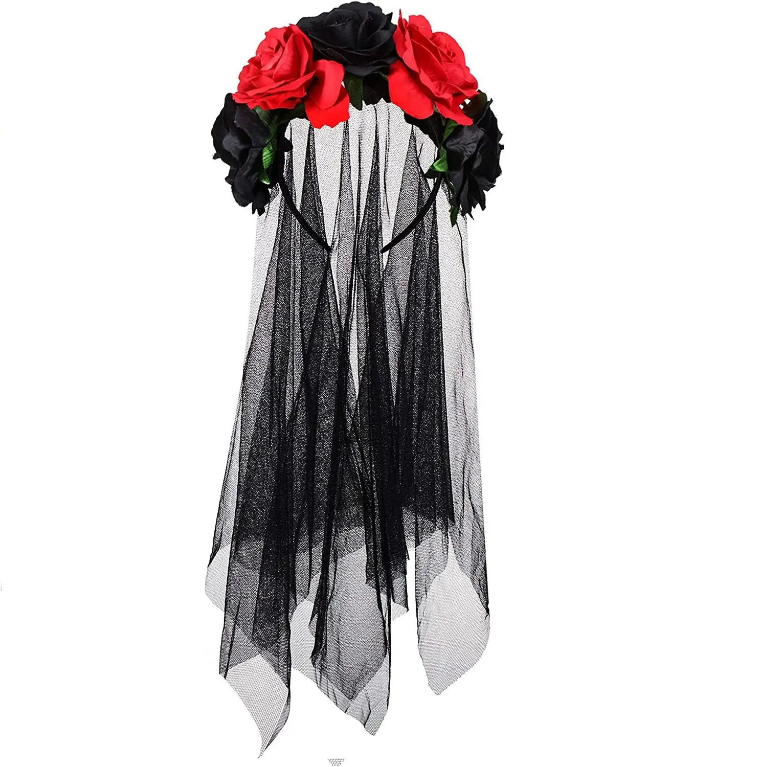 Bandeau gothique Halloween Rose fleur mexicaine couronne voile bandeaux dentelle couronne mascarade fête jeu de rôle Festival