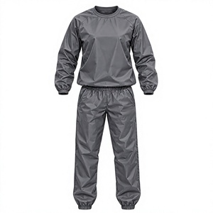 Custom Grey Sauna Suit <b>Men</b> Crew Neck Sweat Training Tracksuit Pullover <b>Top</b> Elastic Cuff Pants <b>Thermal</b> Gym Workout Fitness Wear - Product Image 1