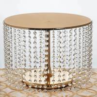 Support à gâteau doré en fer avec perles de cristal, idéal pour mariage, fête, anniversaire, centre de table de dessert, décoration - Grande Vente