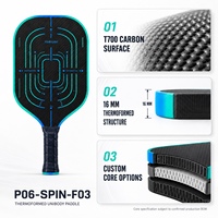 Raket Pickleball Serat Karbon T700 16mm Satu Bagian Thermoformed Generasi Baru 2026 dengan Inti EPP/MPP untuk Latihan Dewasa
