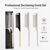 Peigne à queue de rat professionnel antistatique en plastique durable pour salon, à dents fines, design tendance, pour le sectionnement, avec logo personnalisé, vente en gros
