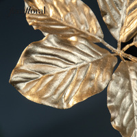 Feuilles de plantes artificielles en hêtre doré réalistes en gros, feuilles artificielles faites à la main, style naturel, décoration d'anniversaire, branche unique en plastique