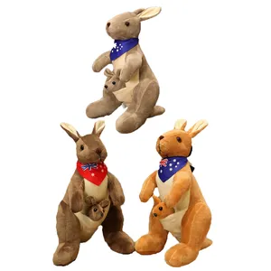 Factory Wholesale Stuffed Animal Kangaroo Mommy with Kangaroo Son Plush Toys