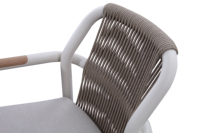 Fauteuils d'appoint de luxe pour jardin de villa, café, hôtel, restaurant, chaise de salle à manger en aluminium et corde avec accoudoirs en bois de teck