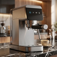 Machine à café expresso semi-automatique en acier inoxydable avec logo personnalisé, pompe 20 bars et chauffe-tasses – Vente en gros