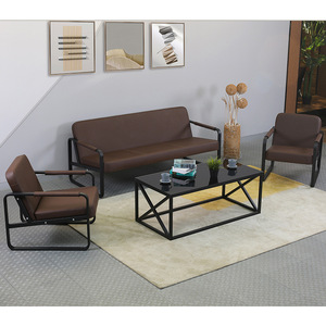 Conjunto de Sillas de Espera Yu Min, Color Marrón Oscuro, Muebles de Oficina Combinados de Metal - Product Image 1