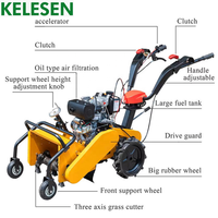 KELESEN Désherbeuse portable essence/diesel à lame recouverte pour usage agricole, largeur de coupe 400 mm, boîte de vitesses à roulement pour économie de travail