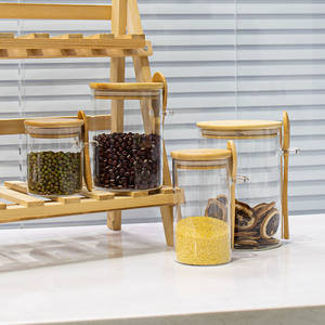 Frasco de almacenamiento de vidrio de borosilicato alto con cuchara 650ml 800ml 1000ml vacío para uso doméstico en la cocina para almacenamiento de frutas secas y dulces - Product Image 1