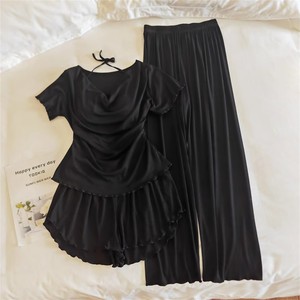 Pyjama en modal pour femme, ensemble short à manches courtes et pantalon long, fin, doux, avec soutien-gorge intégré, tenue d'intérieur - Product Image 5