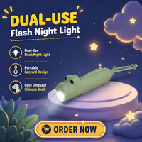 Nouvelle Arrivée Mini Lampe Torche Dinosaure en Silicone pour Enfants, Rechargeable par USB, Torche d'Urgence Extérieure Rechargeable