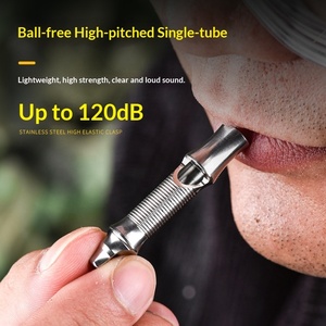 Sifflet de <span class=keywords><strong>survie</strong></span> et d'entraînement en acier inoxydable léger à tube unique, personnalisable avec logo, pour arbitre et activités extérieures - Product Image 2