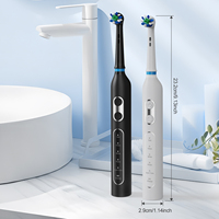 Brosse à dents électrique rotative rechargeable, étanche IPX7, avec étui de voyage et têtes de brosse de rechange