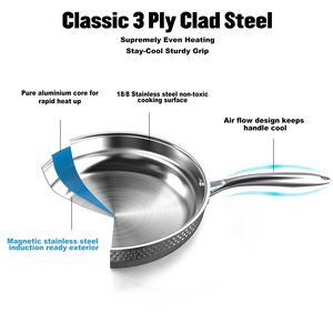Nuevo diseño, 14 piezas, patrón de martillo moderno, triple acero inoxidable, ecológico, duradero, saludable, ollas y <span class=keywords><strong>sartenes</strong></span> para cocinar - Product Image 4