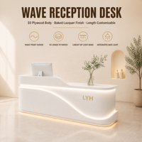 Comptoir de réception octogonal pour salon d'hôtel, table de beauté, coiffure, manucure, spa, en contreplaqué E0 laqué, avec base lumineuse LED moderne