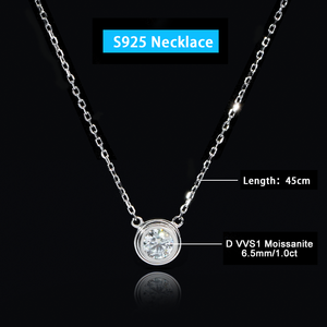 Fábrica al por mayor pasar la prueba 1ct 0.5ct corte redondo Moissanite bisel colgante S925 Collar de plata - Product Image 3