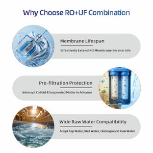 Système de filtration d'eau par osmose inverse commercial 500LPH avec membrane d'ultrafiltration, purificateur RO+UF - Product Image 6