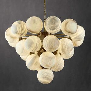 Lustre moderne à <span class=keywords><strong>LED</strong></span> en albâtre avec pendentif en boule naturelle, forme ovale minimaliste pour salon et <span class=keywords><strong>salle</strong></span> à <span class=keywords><strong>manger</strong></span> - Product Image 4