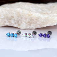 Mode fil interne bijoux 16G titane lèvre bijoux ASTM F-136 coeur CZ Zircon Labret corps Piercing bijoux