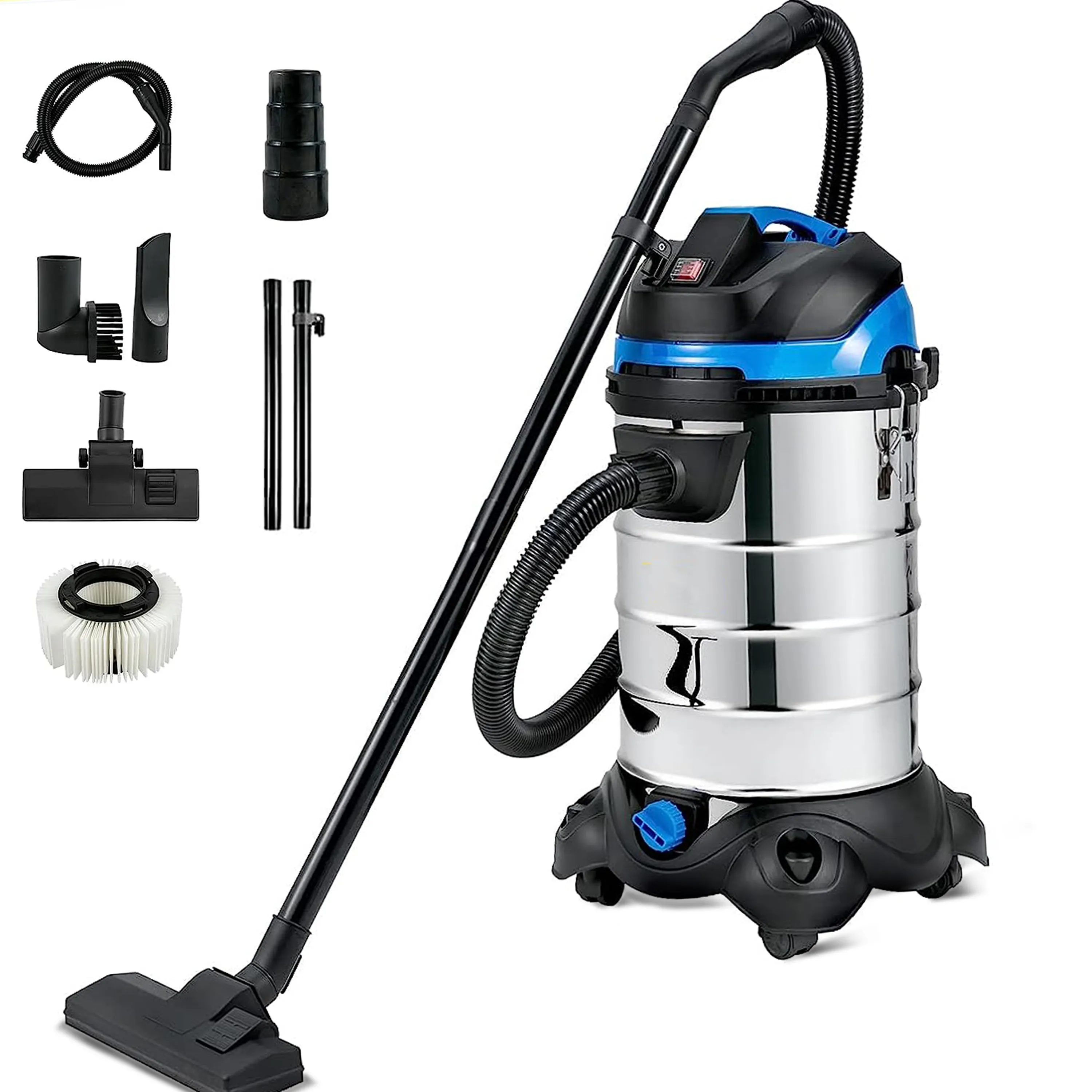 Electric Wet Dry Cyclone Vacuum Cleaner for Home Household Car Outdoor Hotel Garage with without Bag Installation-Drum Vacuum