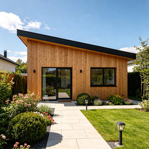 Frais de conception pour maison de jardin préfabriquée moderne en <span class=keywords><strong>bois</strong></span>, bureau de jardin, studio d'invité en <span class=keywords><strong>bois</strong></span> massif sur mesure, cabane de loisirs extérieure - Product Image 2