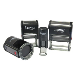 Sello automático de tinta autoentintable con fecha, de metal, con carcasa negra rectangular, parte trasera de goma, con diseño de marca, brillante, para decoración. - Product Image 2