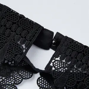 Wholesale Black White Milk Silk Embroidery Lace Beaded Handmade Detachable Fake Collar