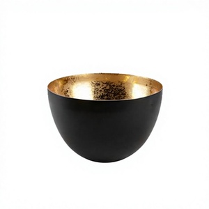 Bol en cuivre pur, bol de service, extérieur noir, intérieur doré poli, vaisselle pour fête, fait main - Product Image 1
