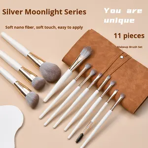 Juego de brochas de maquillaje de Luz De Luna blanca de 11 piezas para principiantes de cara para aplicación de sombra de ojos de polvo suelto brochas de maquillaje transfronterizas - Product Image 1