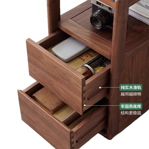 Solid Wood Side <b>Table</b> Black Walnut Wood Slab Storage Living Room <b>Sofa</b> Cabinet Movable Corner <b>Table</b> Scandinavian Style - Product Image 5