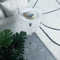 Mobilier rond moderne en acrylique, petites tables basses de salon et de chambre à coucher, tables mobiles pour boissons à côté