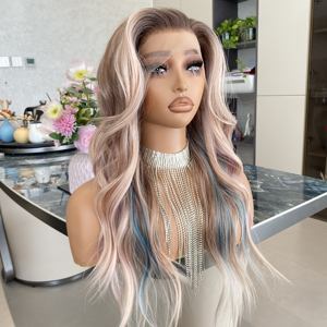 Apricown Rainbow Colorful Top Quality Synthetic Lace Front Wig with 13x4 Lace Long Wave Synthetic Wigs For Party - Product Image 5