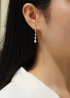 Boucles d'oreilles pendantes en argent sterling 925 avec trois pierres de moissanite pour femme, sertissage clos, couleur D, moissanite VVS1, boucles d'oreilles diamant