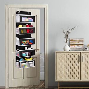 Linen Hanging Organizers Closet Cabinet Over Door Hanging Organizer with 5 Pockets and Labels for Sundries - Product Image 2