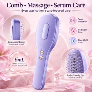 4 in 1 <b>Scalp</b> <b>Massager</b> Hair Growth Light Therapy Comb Red Blue Light Serum Reservoir Handheld <b>Brush</b> - Product Image 3