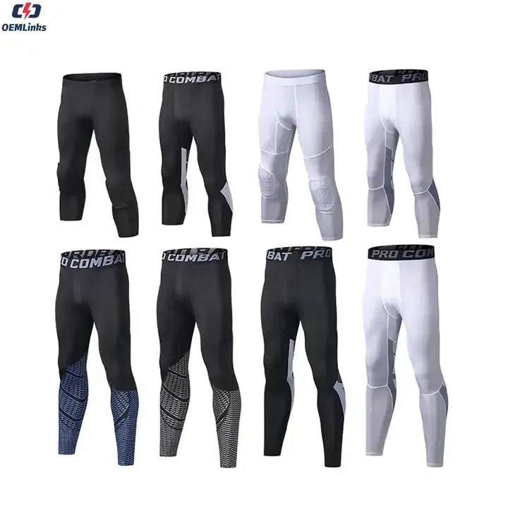 Personalizado transpirable de secado rápido 3/4 pantalón deporte baloncesto legging personalizado seda impreso medias de compresión para los hombres