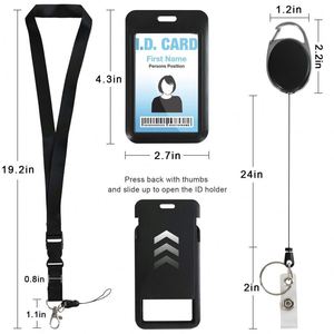 Porta Tarjetas de Identificación Personalizable con Cubierta Deslizante de ABS, con Hebilla Retráctil Ovalada Tipo Crucero, para Oficina, Hombres y Mujeres - Product Image 2