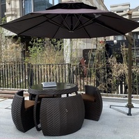 Ensemble table et chaises de jardin en rotin tressé, forme citrouille, avec rangement, imperméable et résistant aux UV, pour cour et terrasse