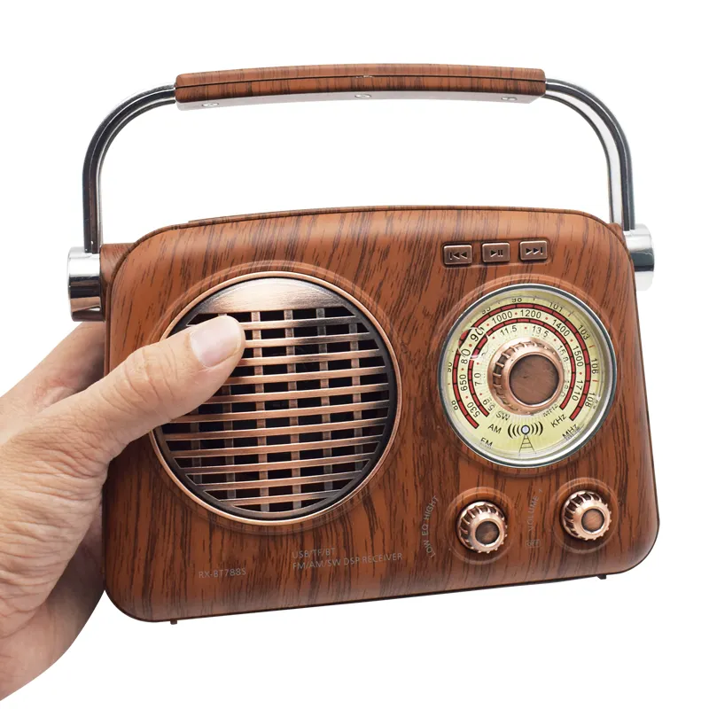 RX-BT788S Wooden Retro Radio Good Reception FM AM SW Home Radio Support Wireless BT USB TF Card Mp3 Speaker Rechargeable Radio