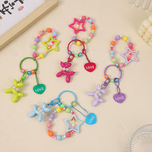 Vendita all'ingrosso, ciondolo portachiavi con palloncino a forma di cane a cinque punte con catena di perline colorate - Product Image 3